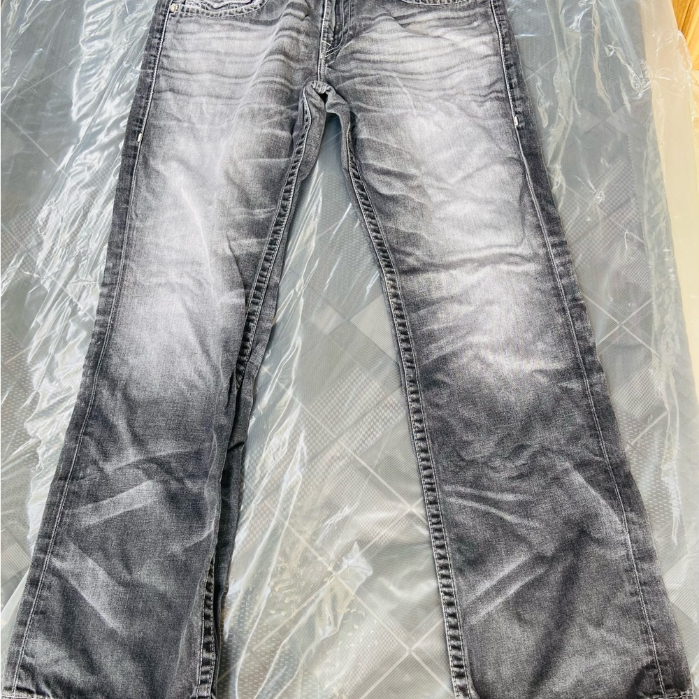 True Religion Men's Faded Gray Straight Jeans